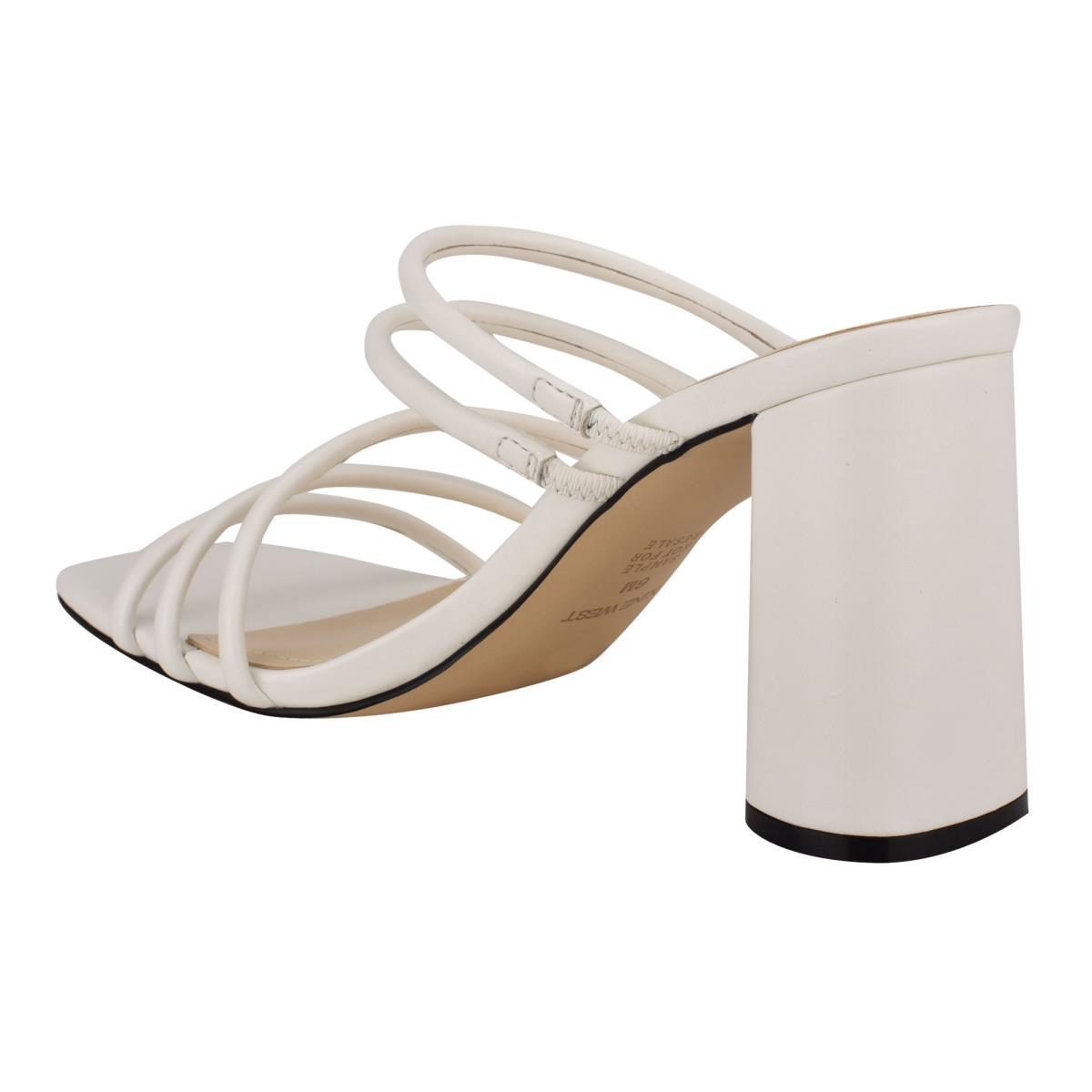 Nine West Girlie Block Heel Slide Sandals White | BUQL56914