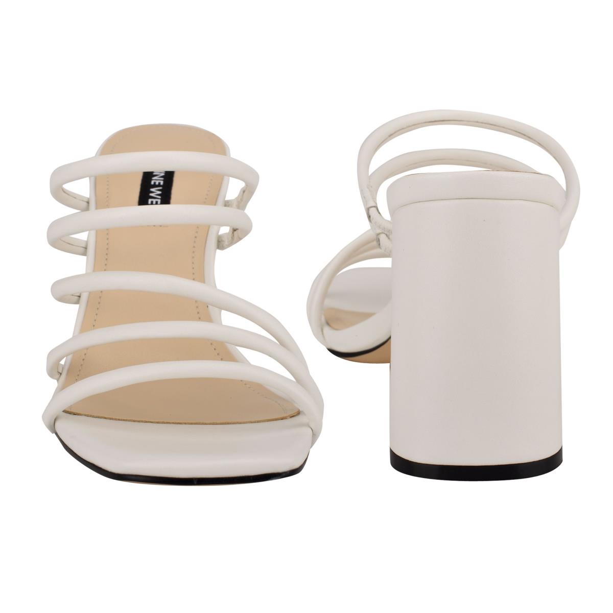 Nine West Girlie Block Heel Slide Sandals White | BUQL56914