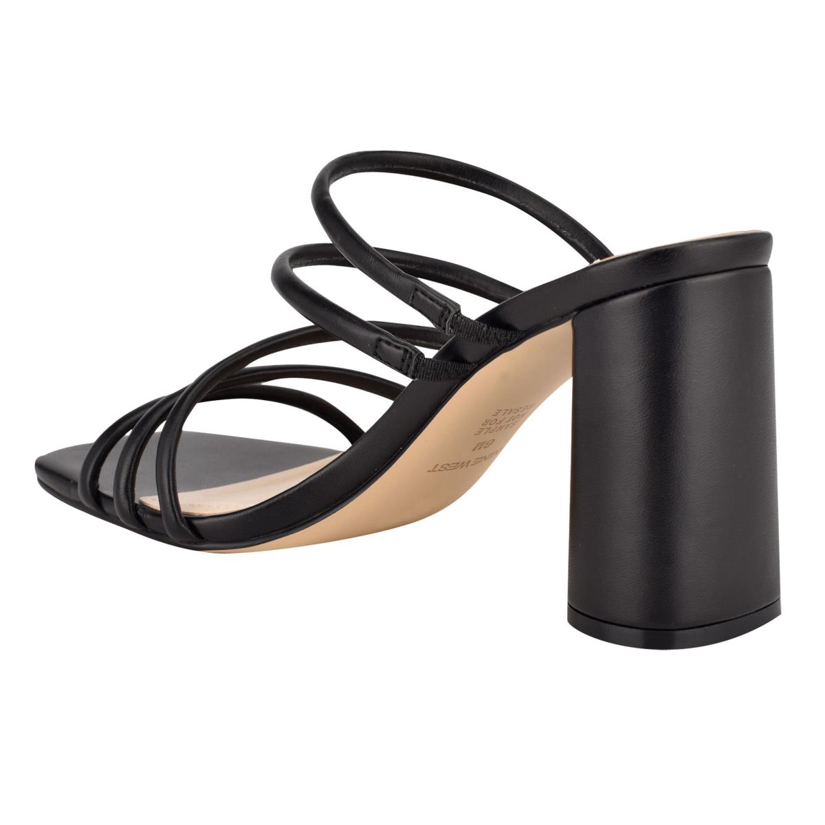 Nine West Girlie Block Heel Slide Sandals Black | EVMH89074