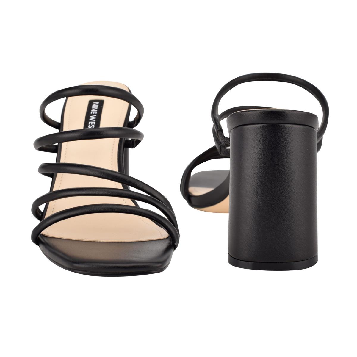 Nine West Girlie Block Heel Slide Sandals Black | EVMH89074