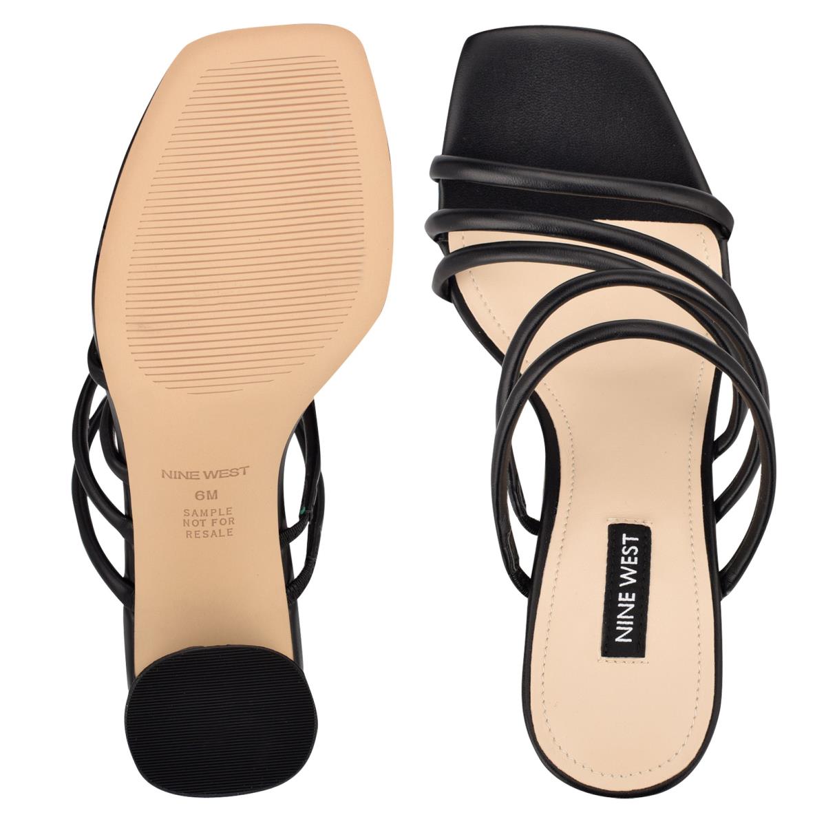 Nine West Girlie Block Heel Slide Sandals Black | EVMH89074