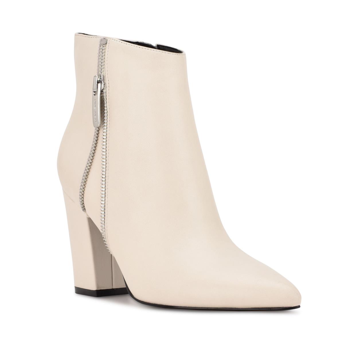 Nine West Glorya Heeled Booties Cream | DBMJ72089