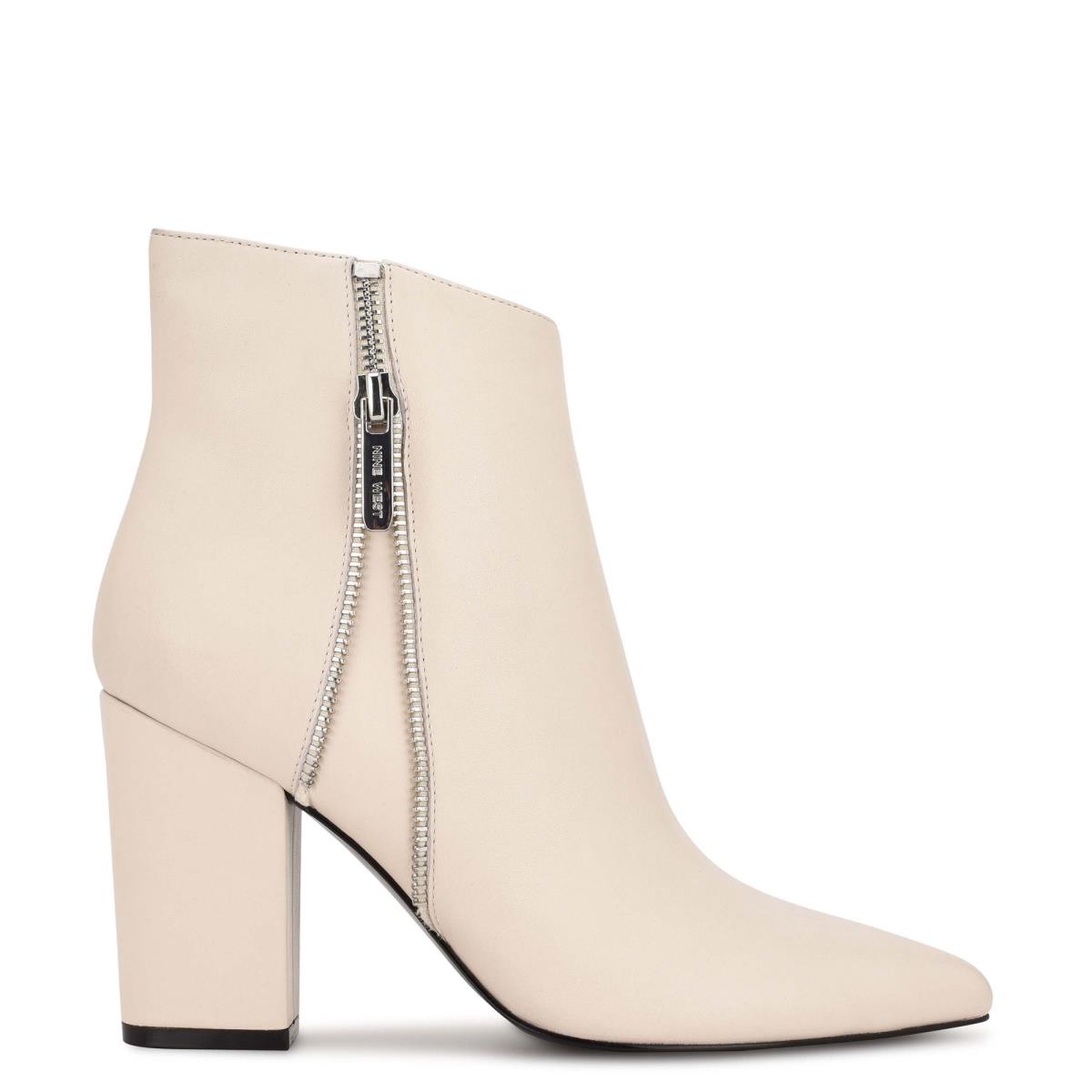 Nine West Glorya Heeled Booties Cream | DBMJ72089