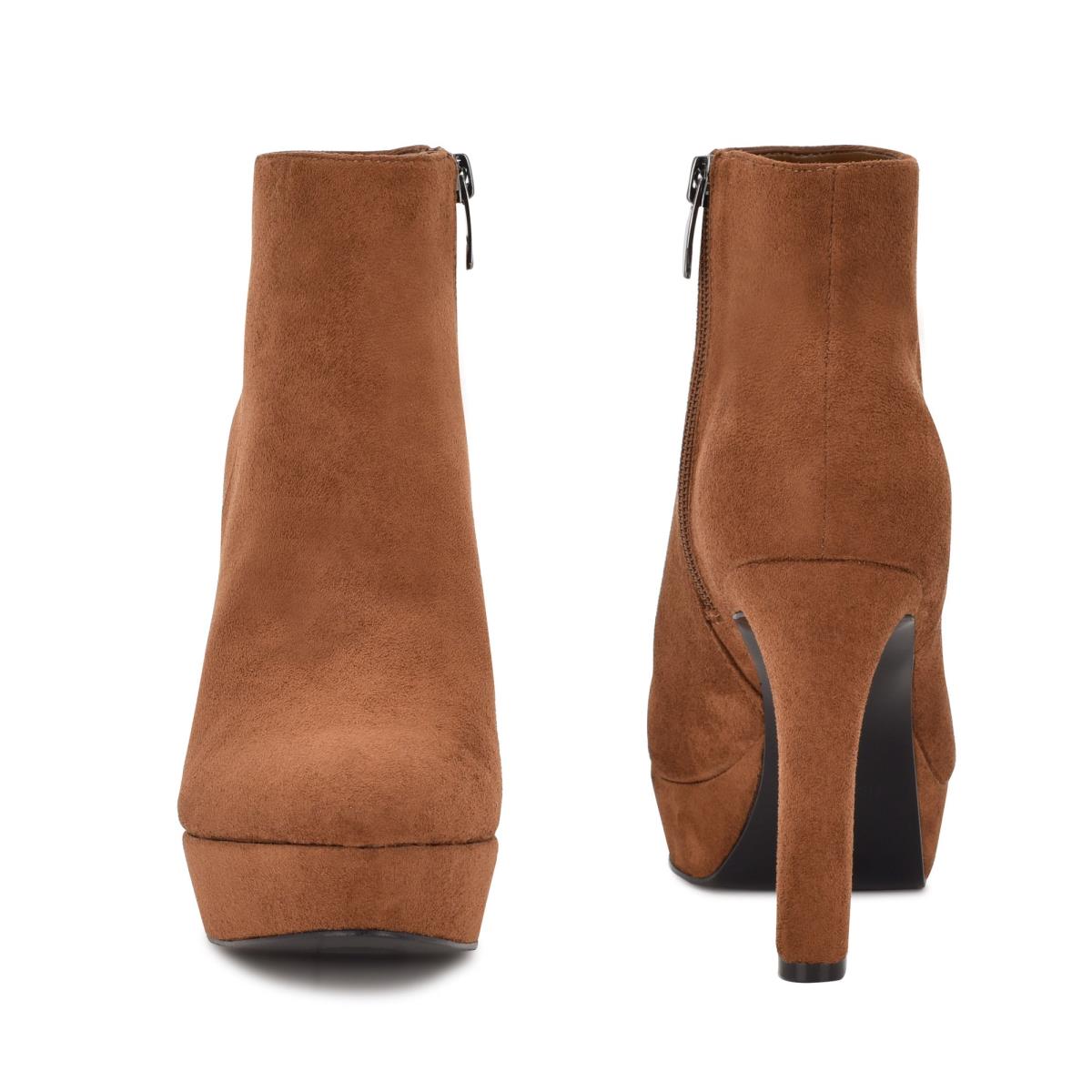 Nine West Glowup Platform Booties Brown | XMTP05862