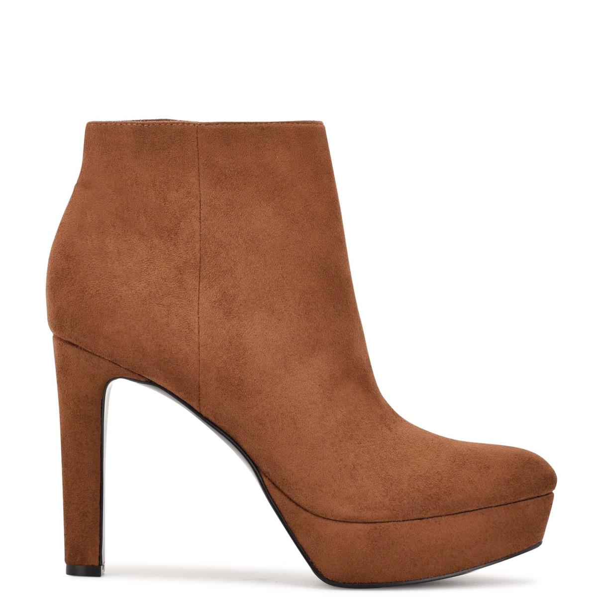 Nine West Glowup Platform Booties Brown | XMTP05862