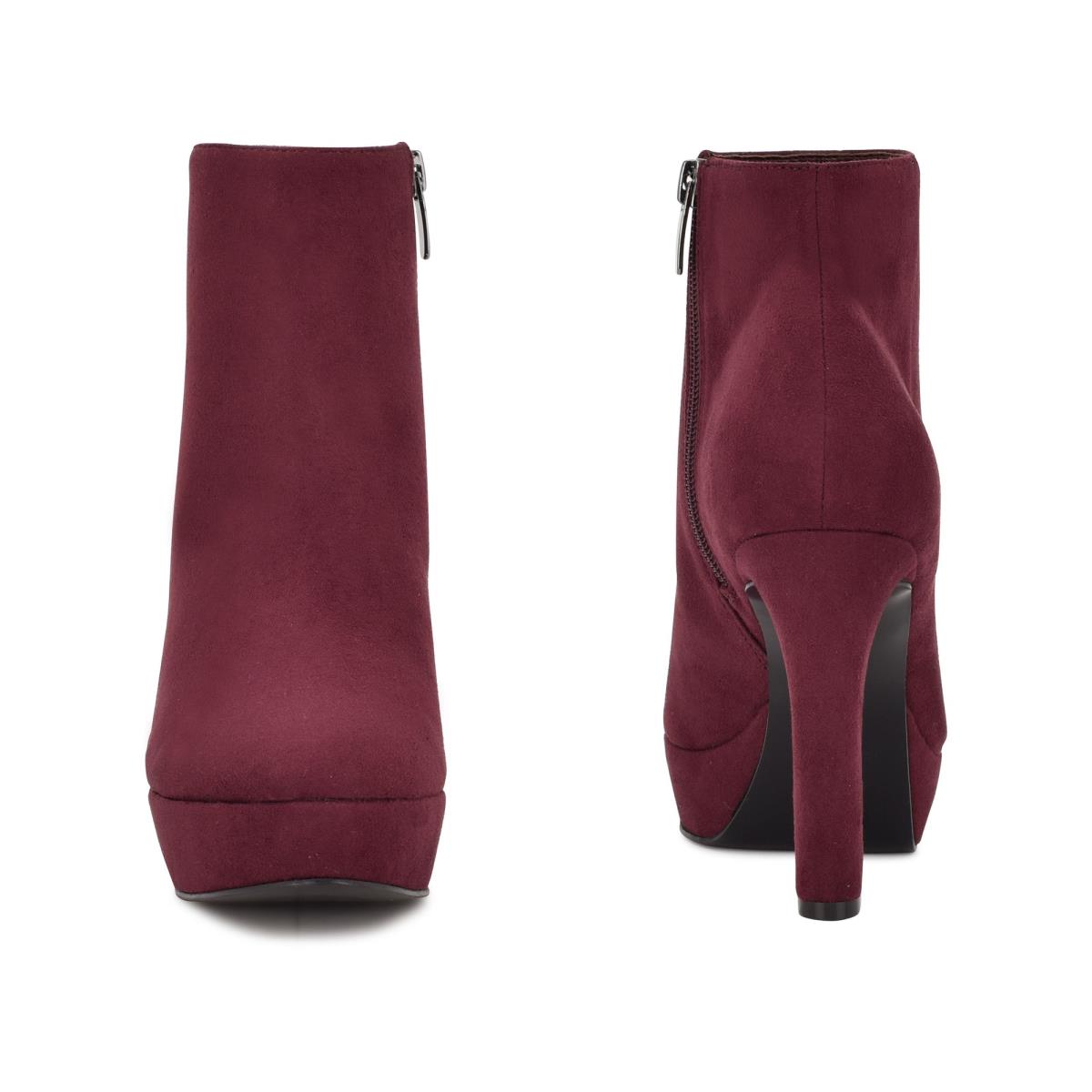 Nine West Glowup Platform Booties Claret | UBRF95036