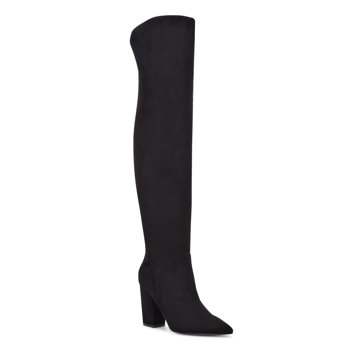 Nine West Goforit Over The Knee Heeled Boots Black | HILN74508