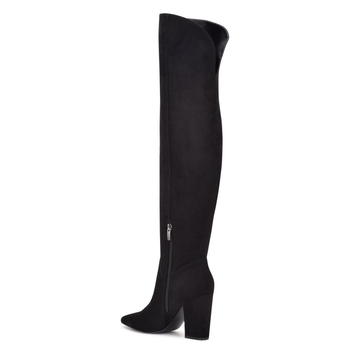 Nine West Goforit Over The Knee Heeled Boots Black | HILN74508