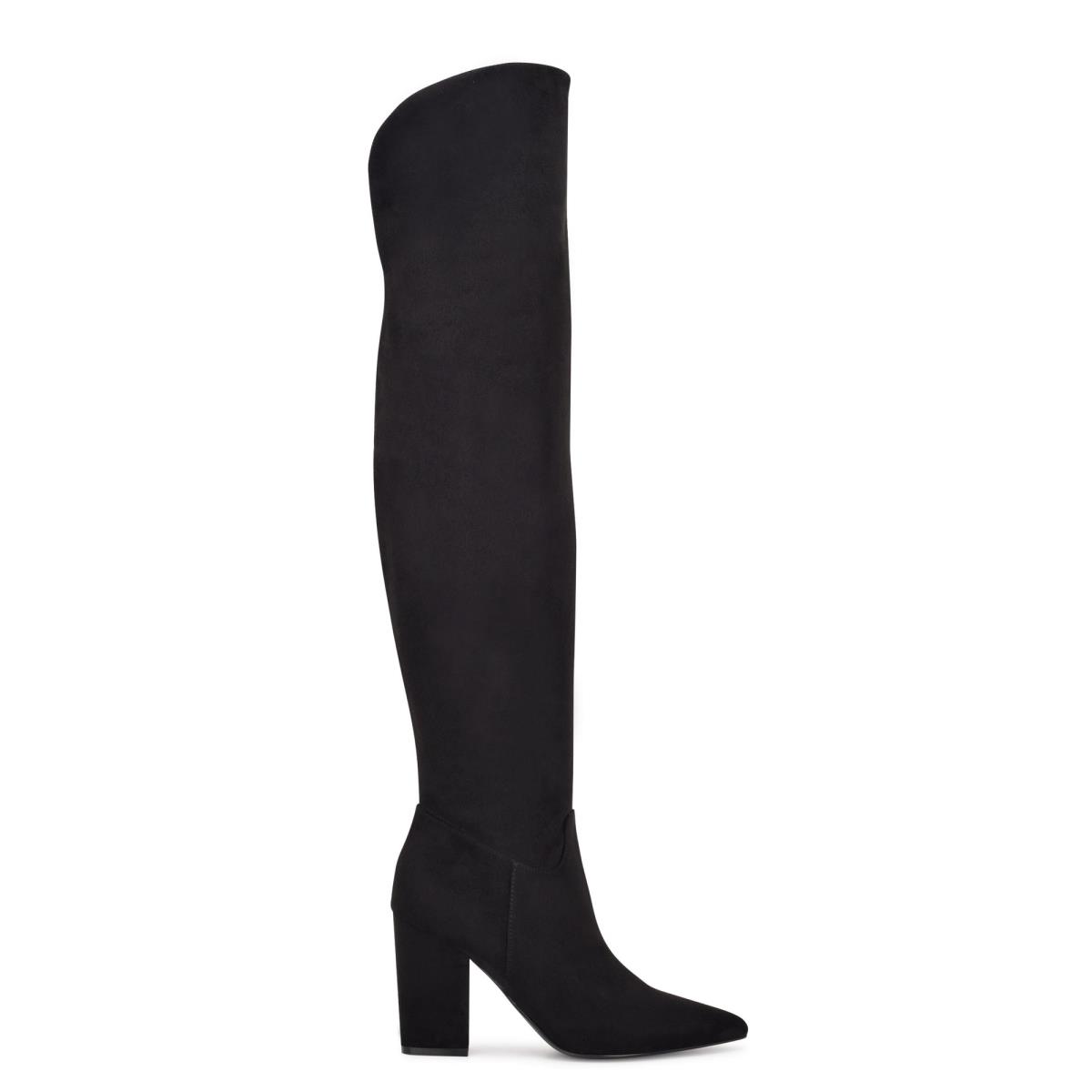 Nine West Goforit Over The Knee Heeled Boots Black | HILN74508