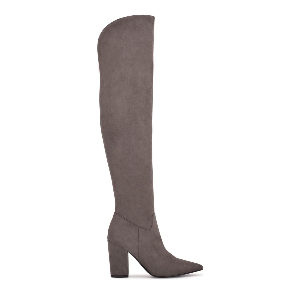 Nine West Goforit Over The Knee Heeled Boots Grey | PNYI67203