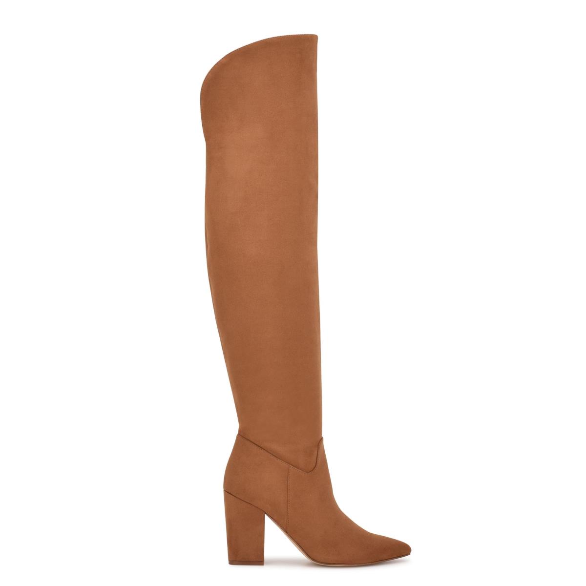 Nine West Goforit Over The Knee Heeled Boots Brown | VHOX54068