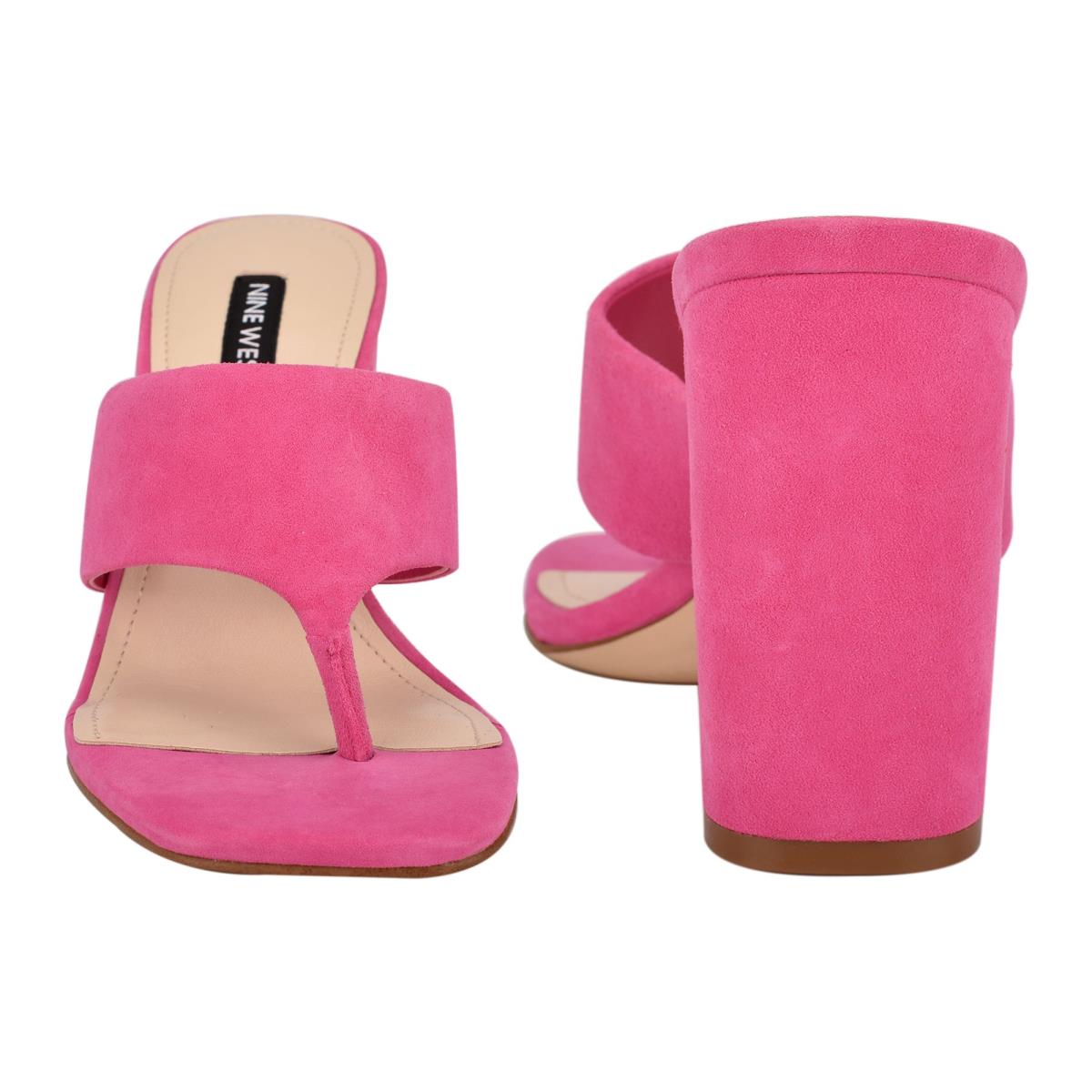 Nine West Gogo Block Heel Slide Sandals Pink | JXFI41738