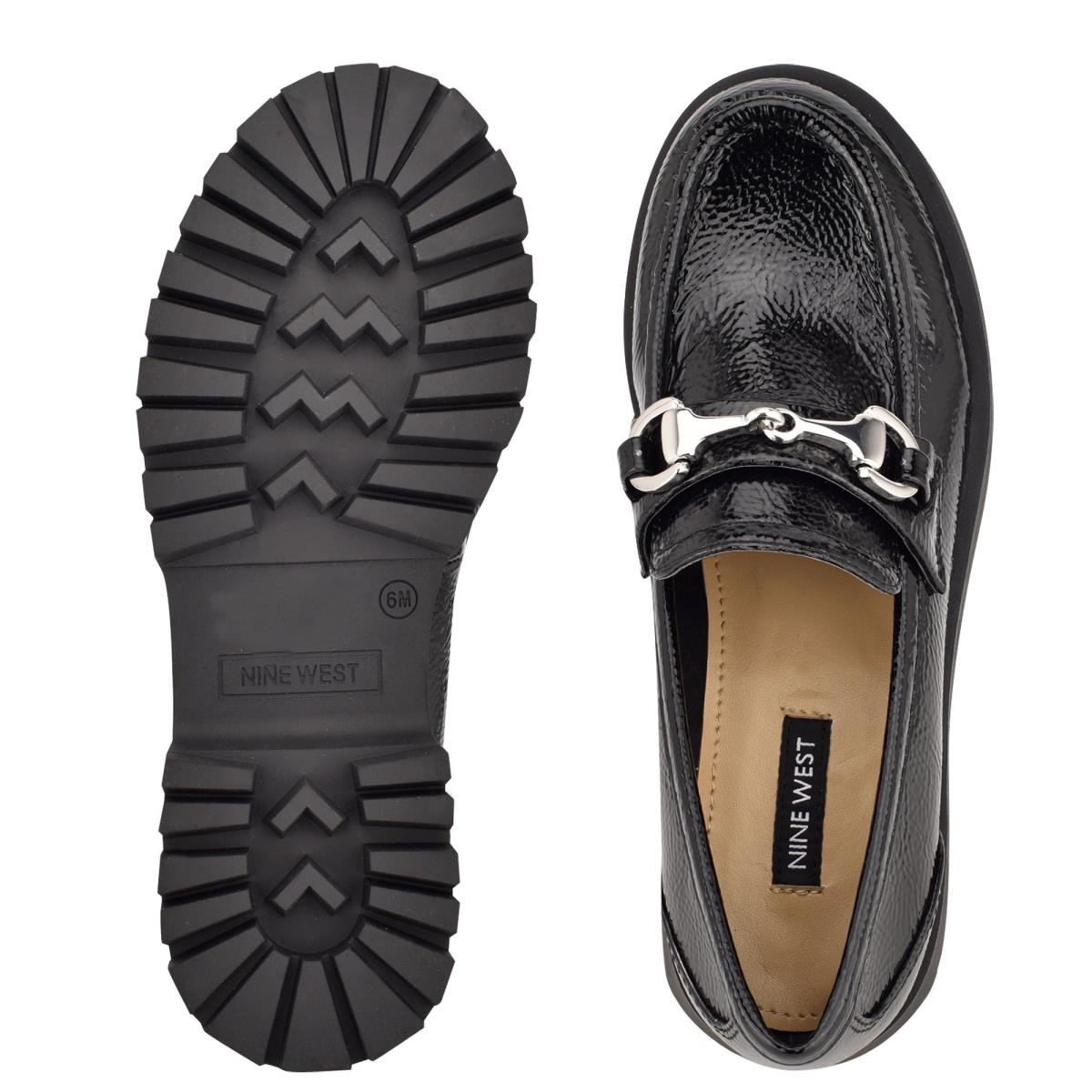 Nine West Gonehme Lug Sole Loafers Black | AZLG02685