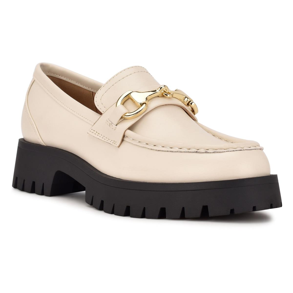 Nine West Gonehme Lug Sole Loafers Cream | IWGD53748