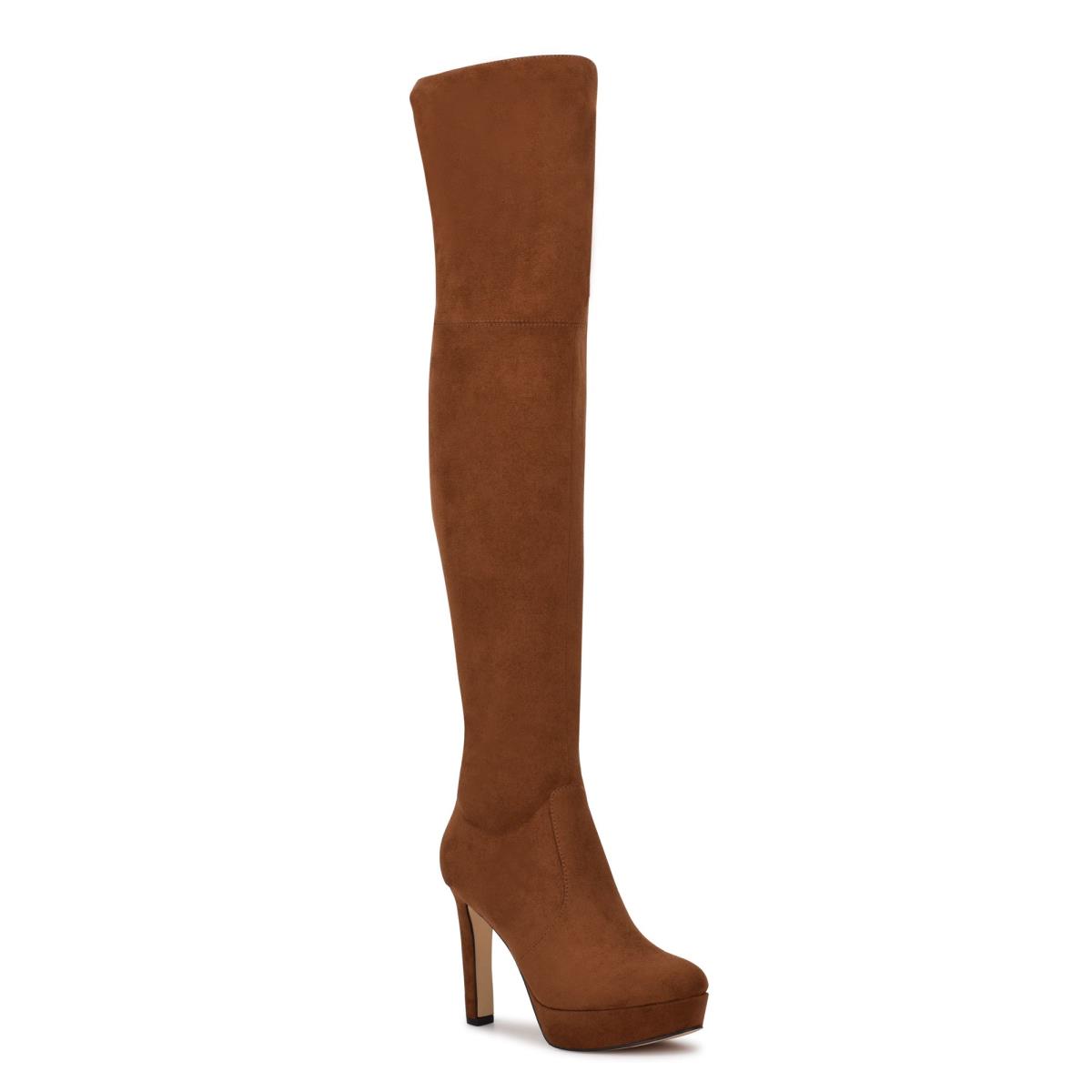 Nine West Gotcha Over the Knee Platform Boots Brown | MRVX58476