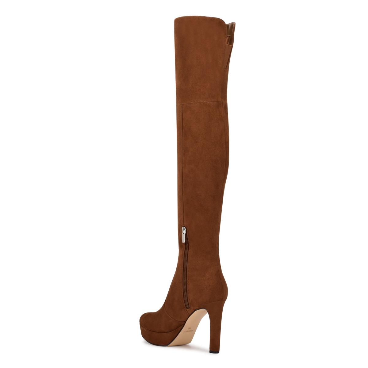 Nine West Gotcha Over the Knee Platform Boots Brown | MRVX58476