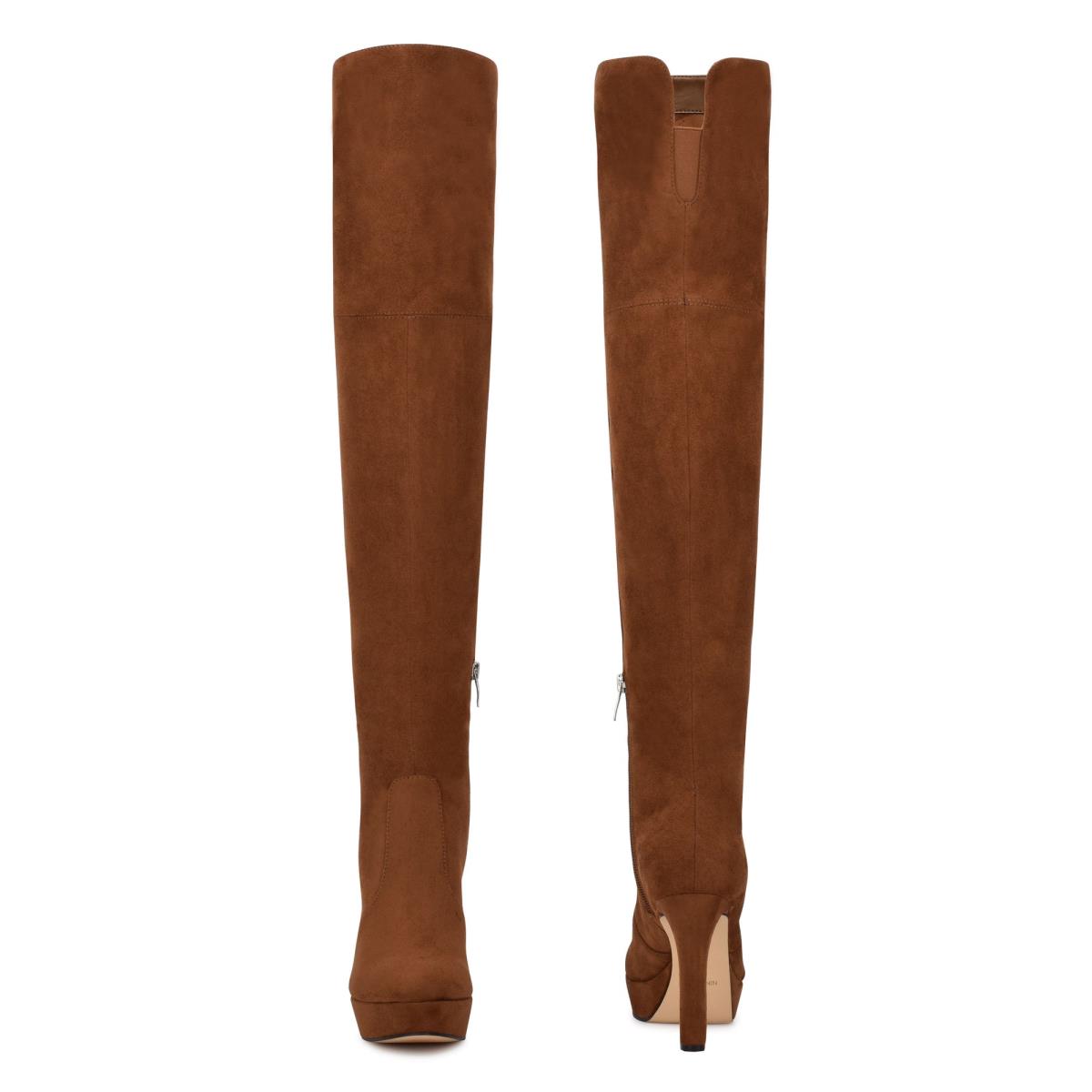 Nine West Gotcha Over the Knee Platform Boots Brown | MRVX58476