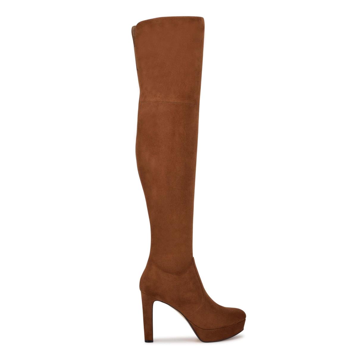 Nine West Gotcha Over the Knee Platform Boots Brown | MRVX58476