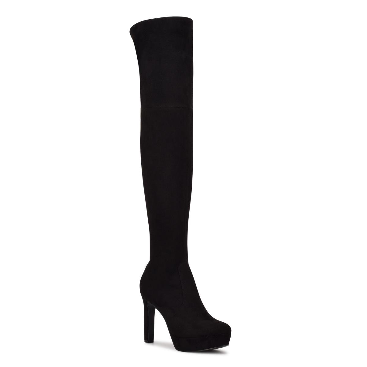 Nine West Gotcha Over the Knee Platform Boots Black | SRKN50897