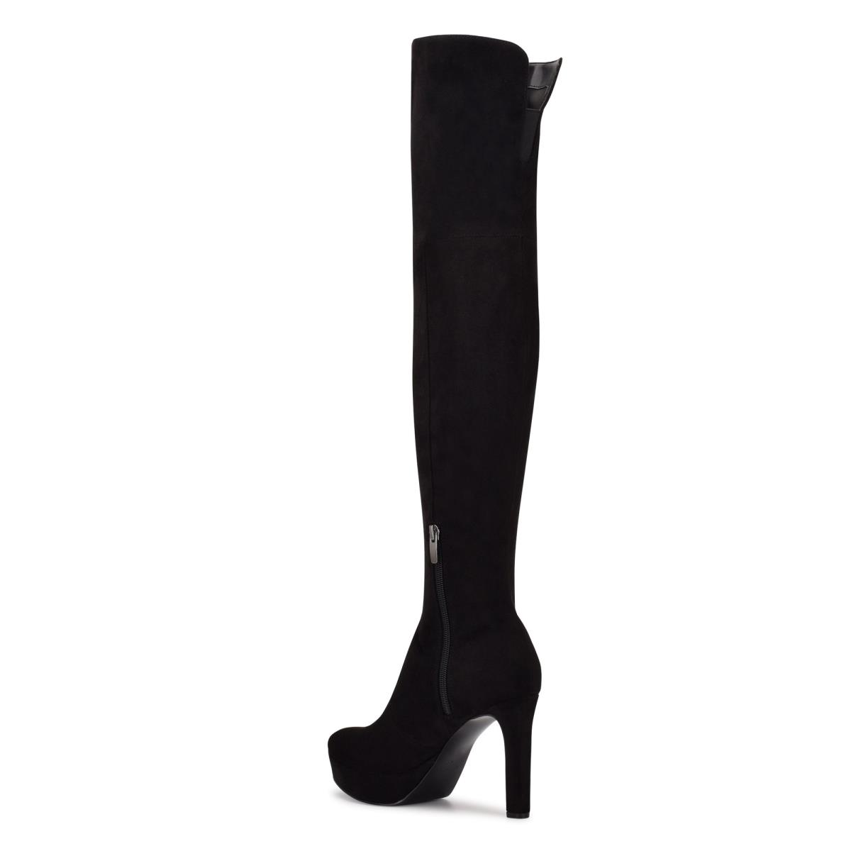 Nine West Gotcha Over the Knee Platform Boots Black | SRKN50897