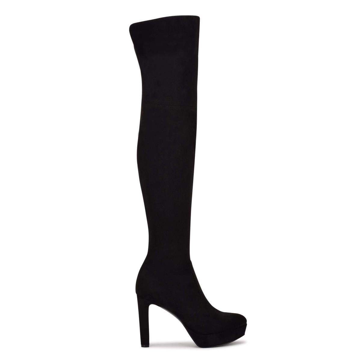 Nine West Gotcha Over the Knee Platform Boots Black | SRKN50897