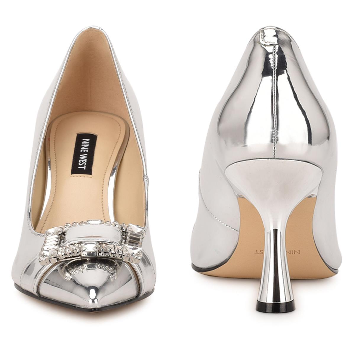 Nine West Helyn Pointy Toe Pumps Silver | GEMW06891