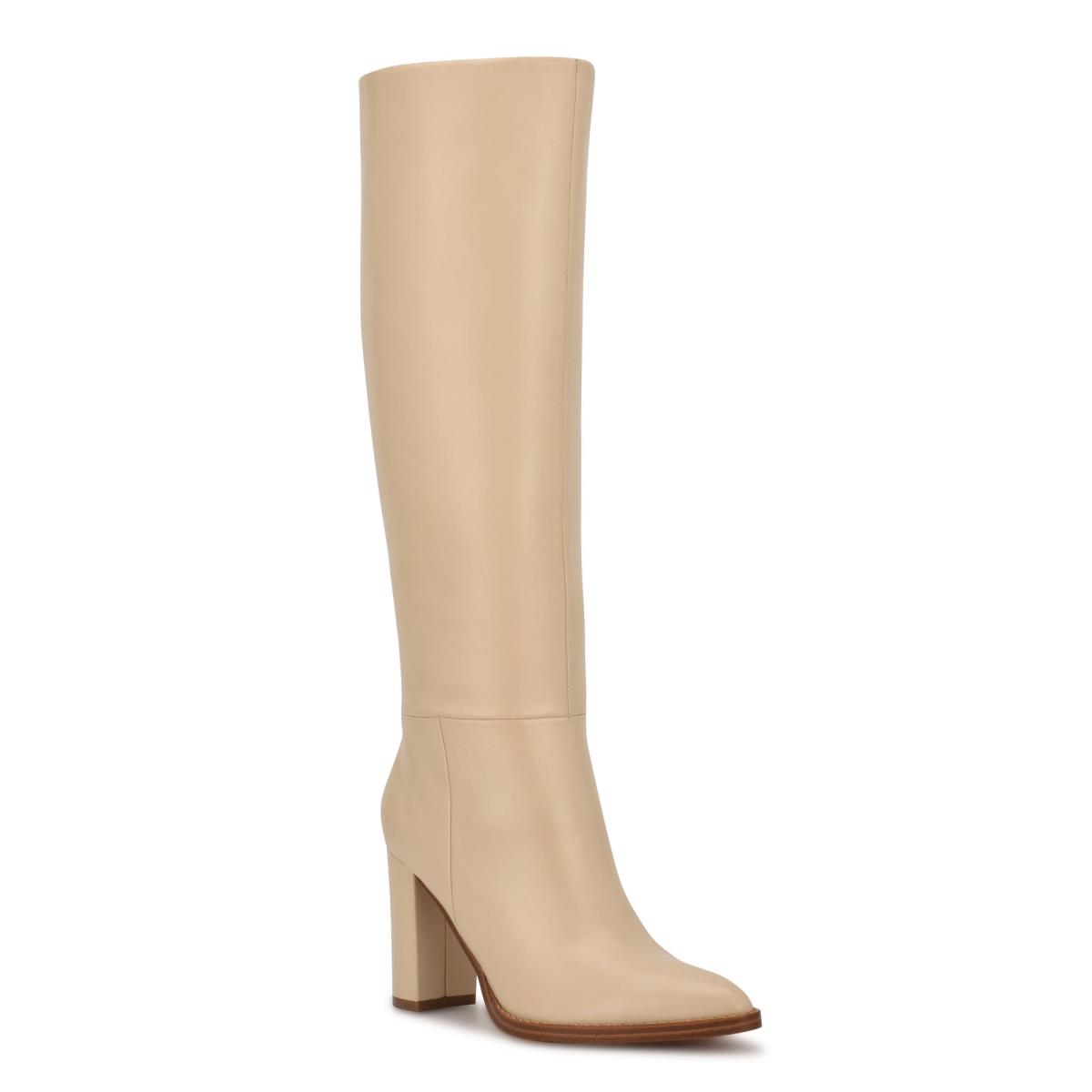 Nine West Hiya Heeled Boots Cream | GJOF96210