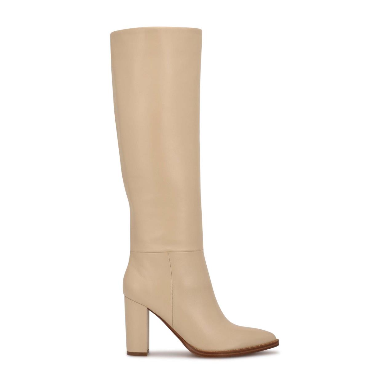 Nine West Hiya Heeled Boots Cream | GJOF96210