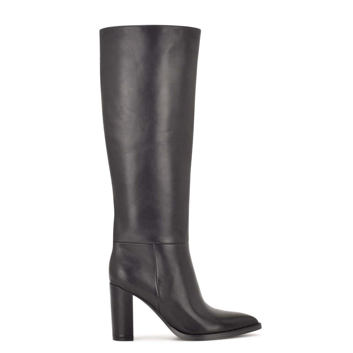 Nine West Hiya Wide Calf Heeled Boots Black | TKQF29146