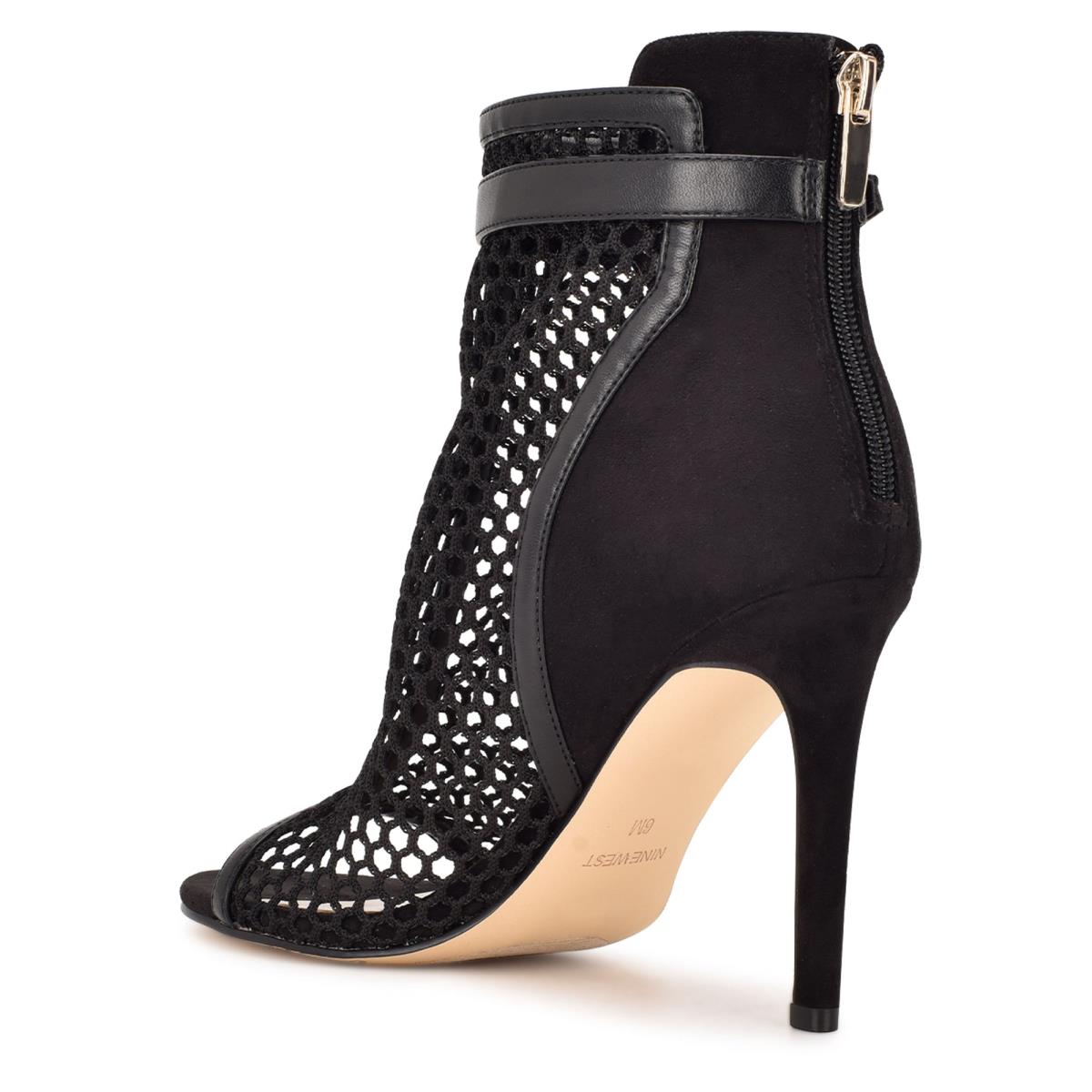 Nine West Ididit Mesh Peep Toe Booties Black | SUHZ93042