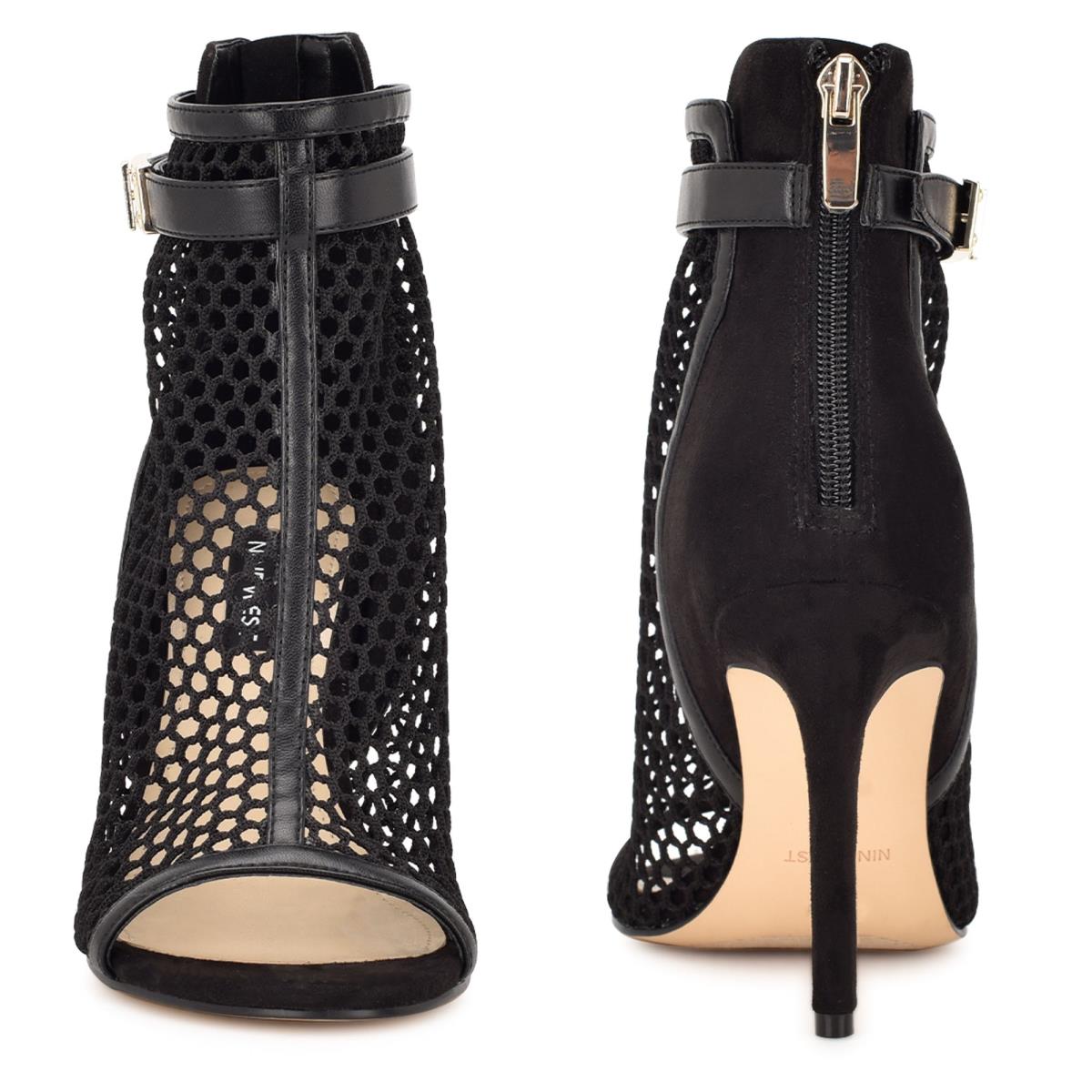 Nine West Ididit Mesh Peep Toe Booties Black | SUHZ93042