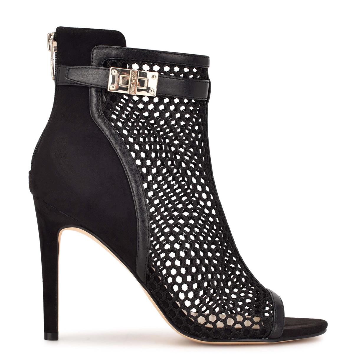 Nine West Ididit Mesh Peep Toe Booties Black | SUHZ93042