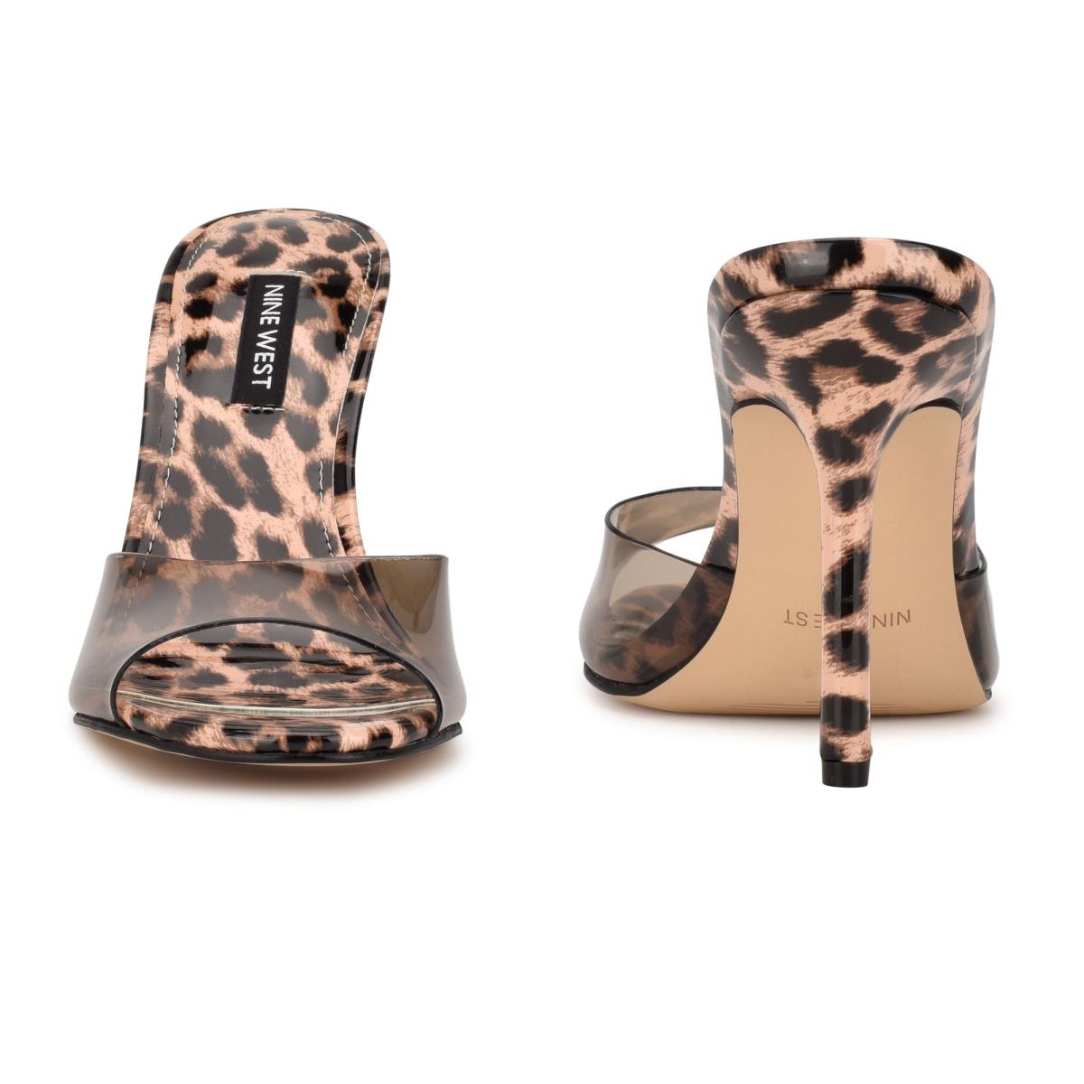 Nine West Ido Heeled Slide Sandals Leopard | VBSP92418