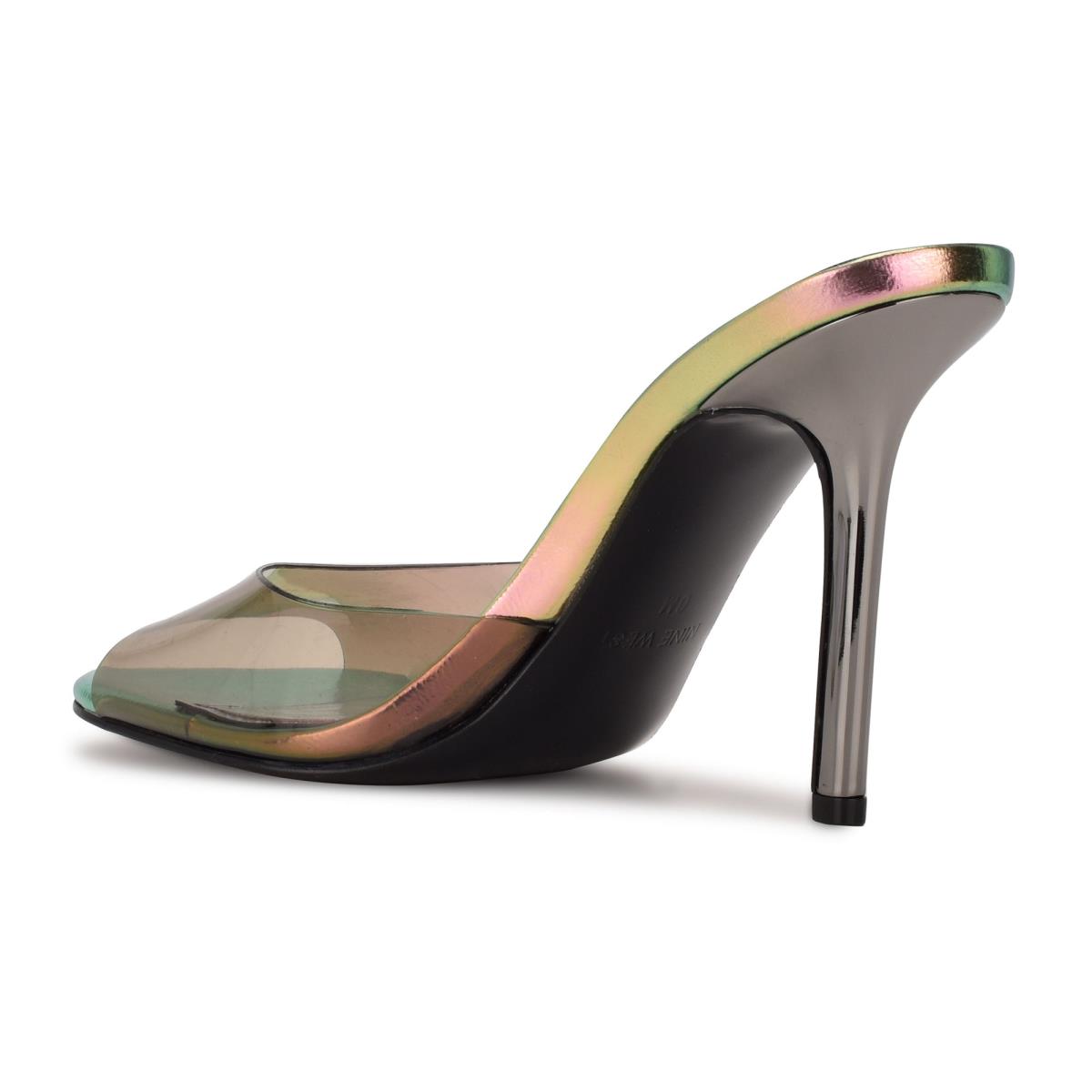 Nine West Ido Heeled Slide Sandals Olive | CELW46851