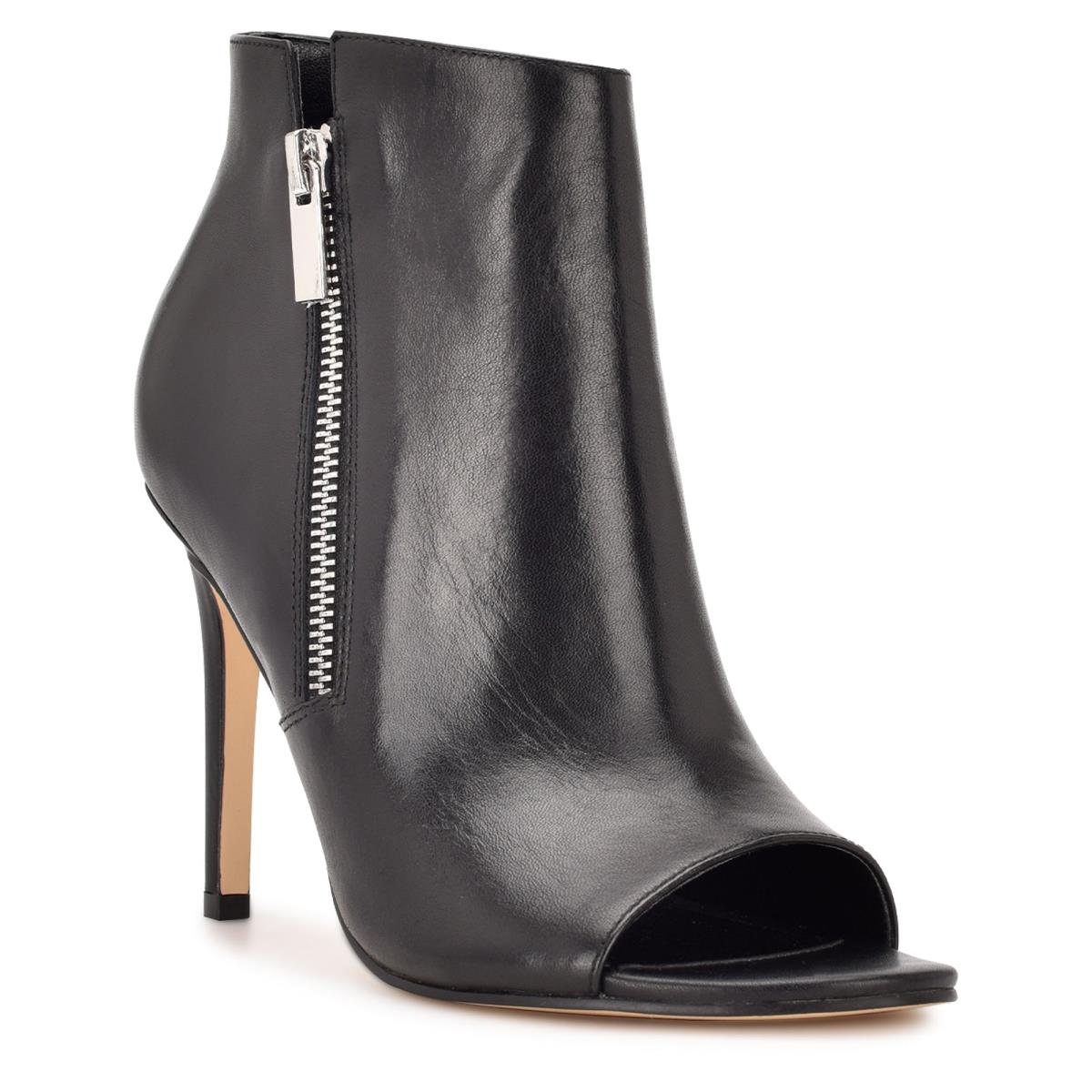 Nine West Izip Peep toe Booties Black | JIPK98512