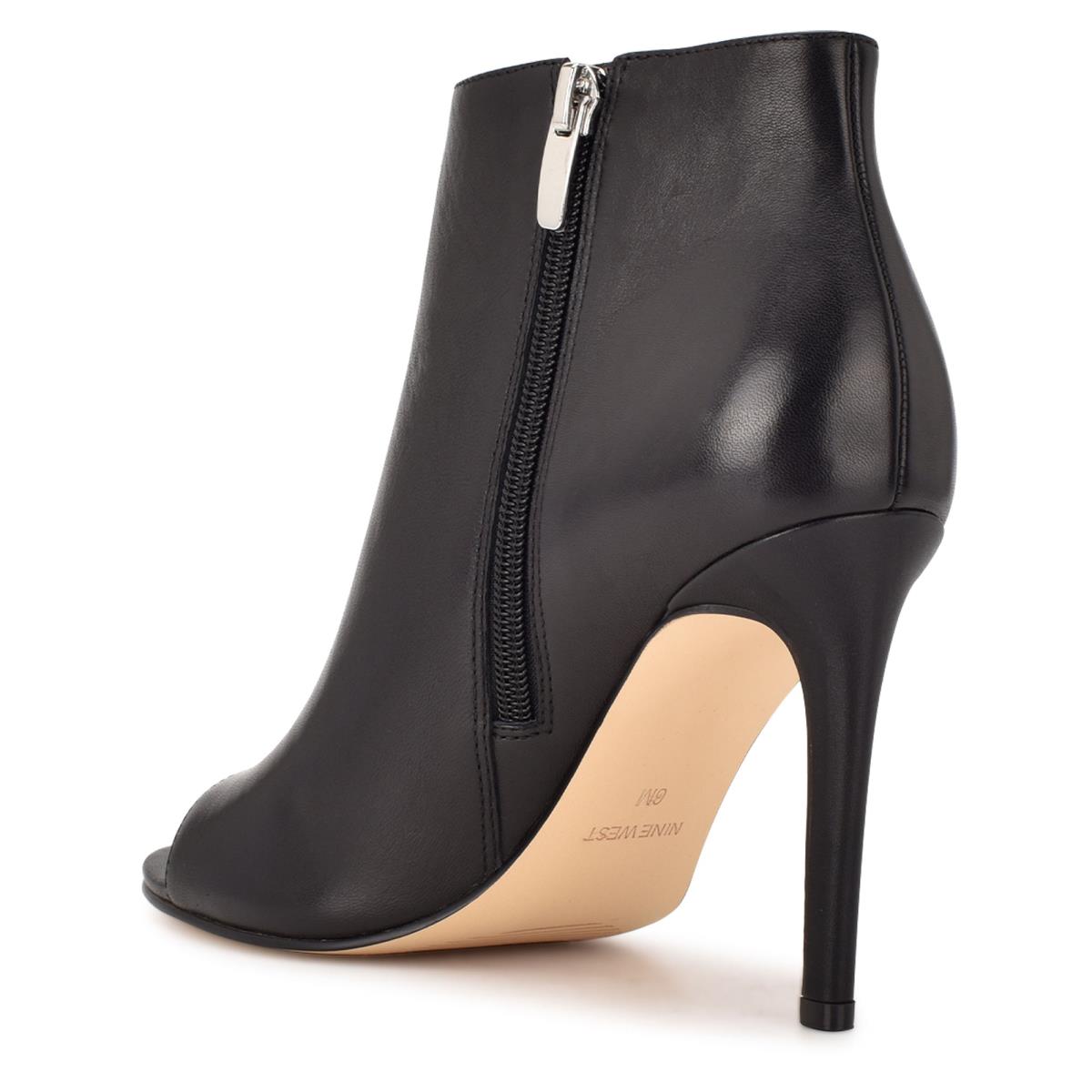 Nine West Izip Peep toe Booties Black | JIPK98512