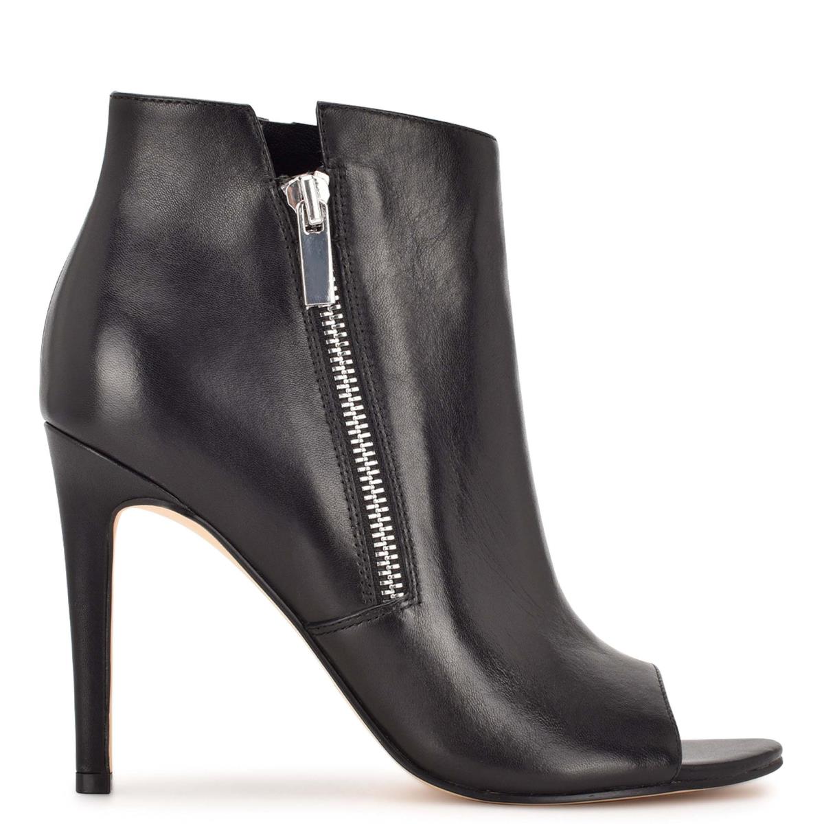 Nine West Izip Peep toe Booties Black | JIPK98512