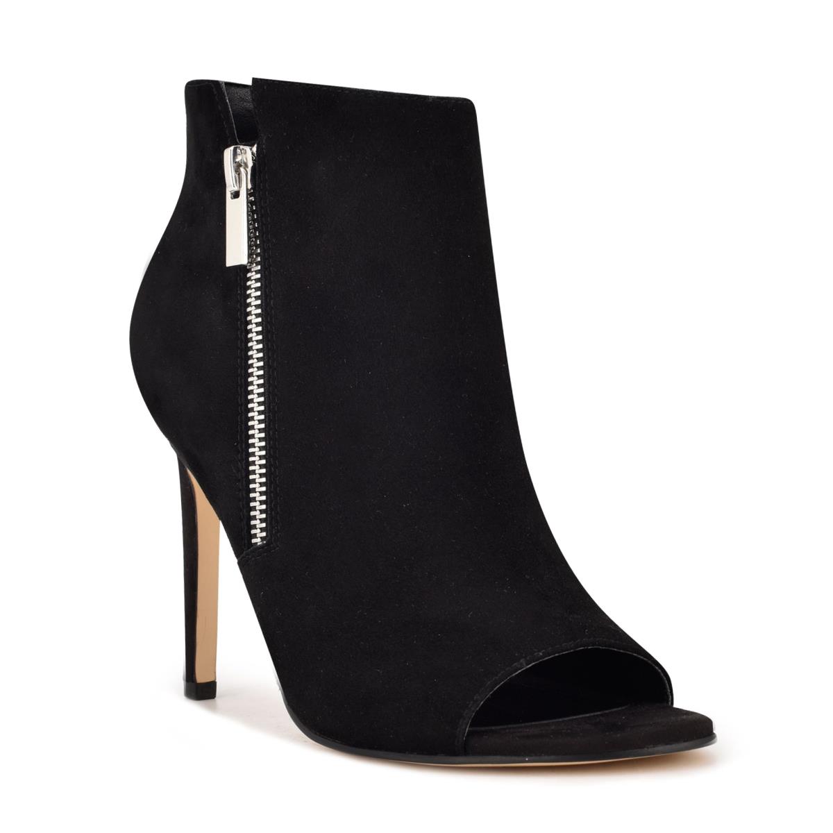 Nine West Izip Peep toe Booties Black | WRKC27386