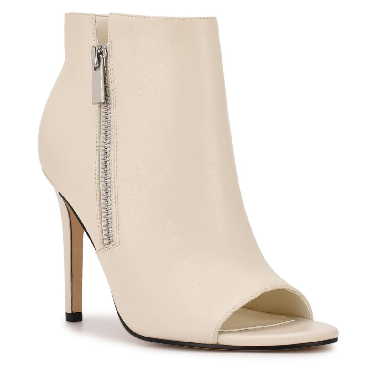 Nine West Izip Peep toe Booties Cream | LFOY57401