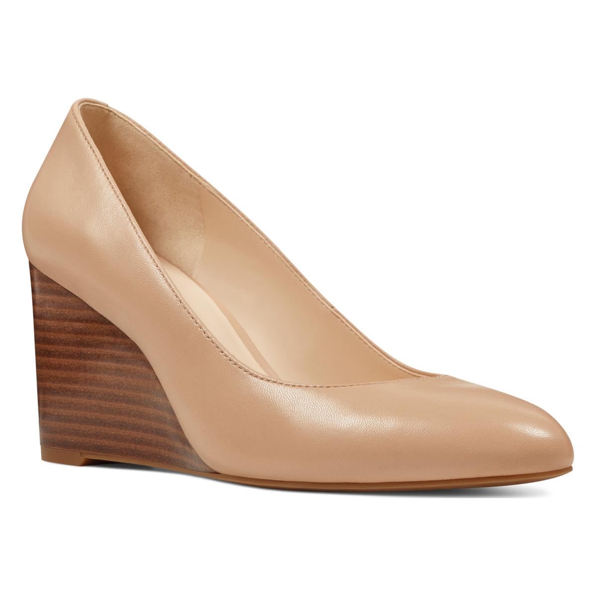 Nine West Jazzin Almond Toe Wedges Beige | JDMZ20456