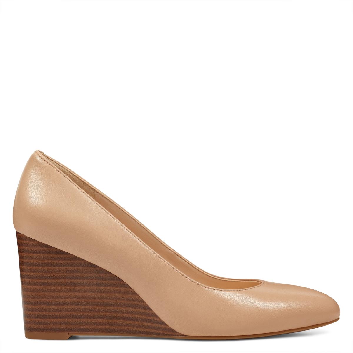 Nine West Jazzin Almond Toe Wedges Beige | JDMZ20456