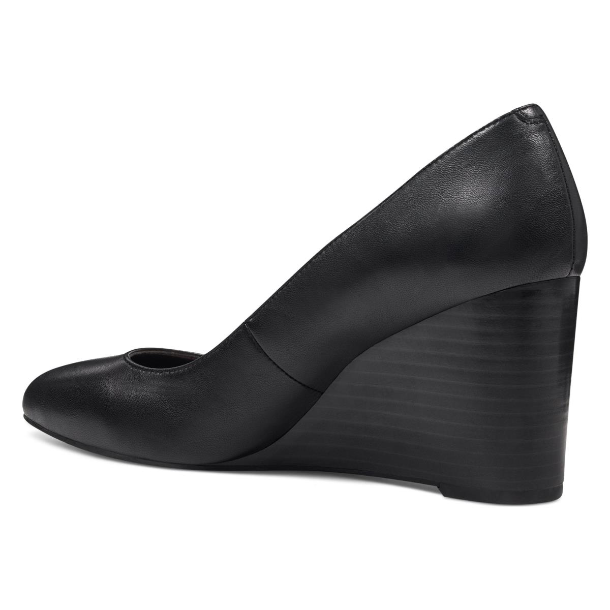 Nine West Jazzin Almond Toe Wedges Black | YNAR35209