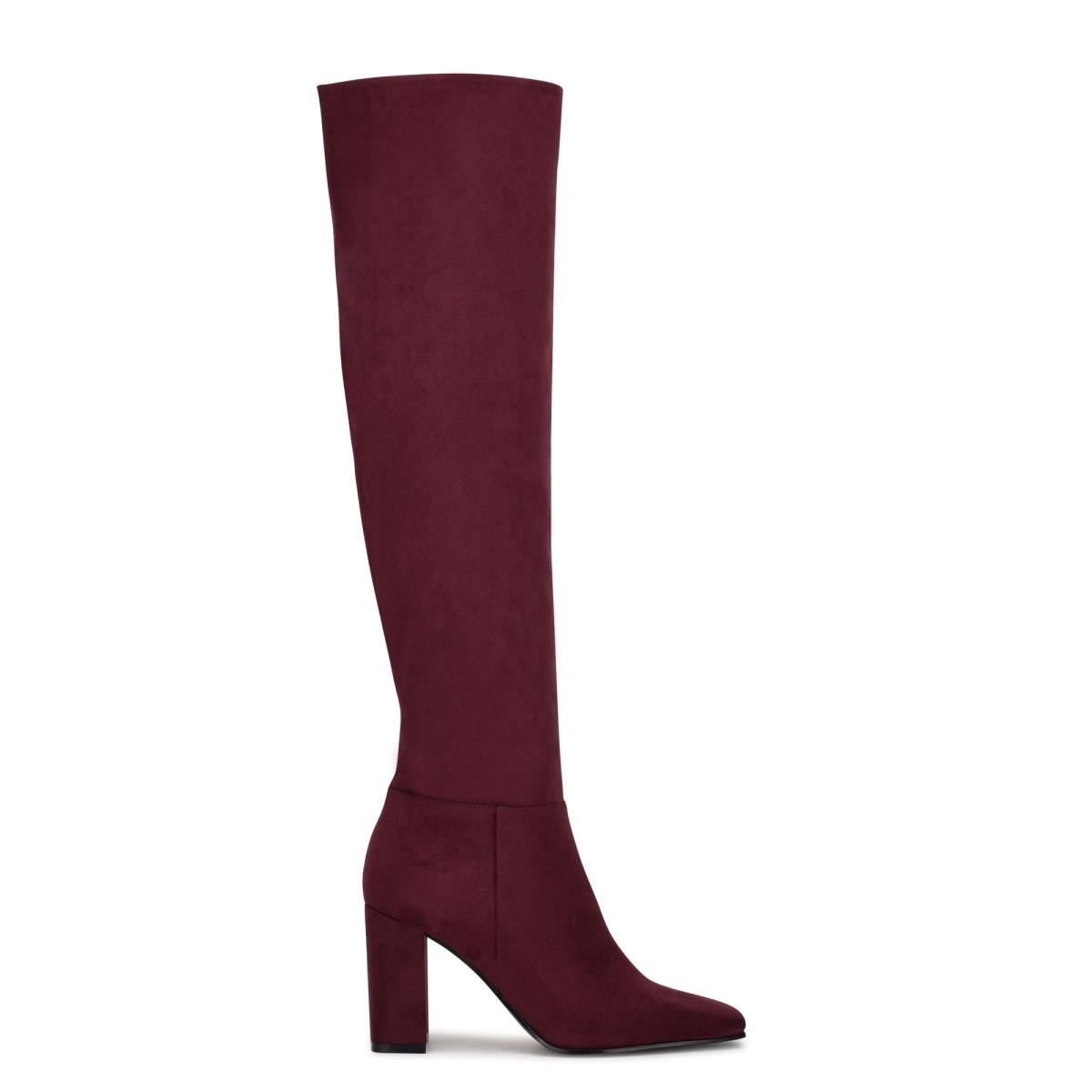 Nine West Kalida Heeled Boots Burgundy | LYOI54793