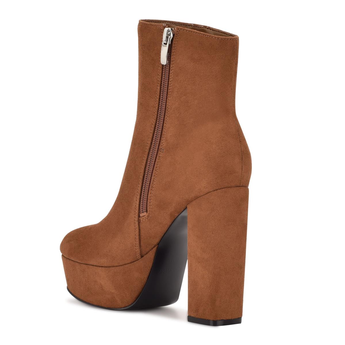 Nine West Kerri Platform Booties Brown | HUPV96854