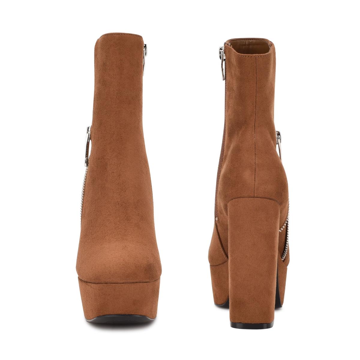 Nine West Kerri Platform Booties Brown | HUPV96854