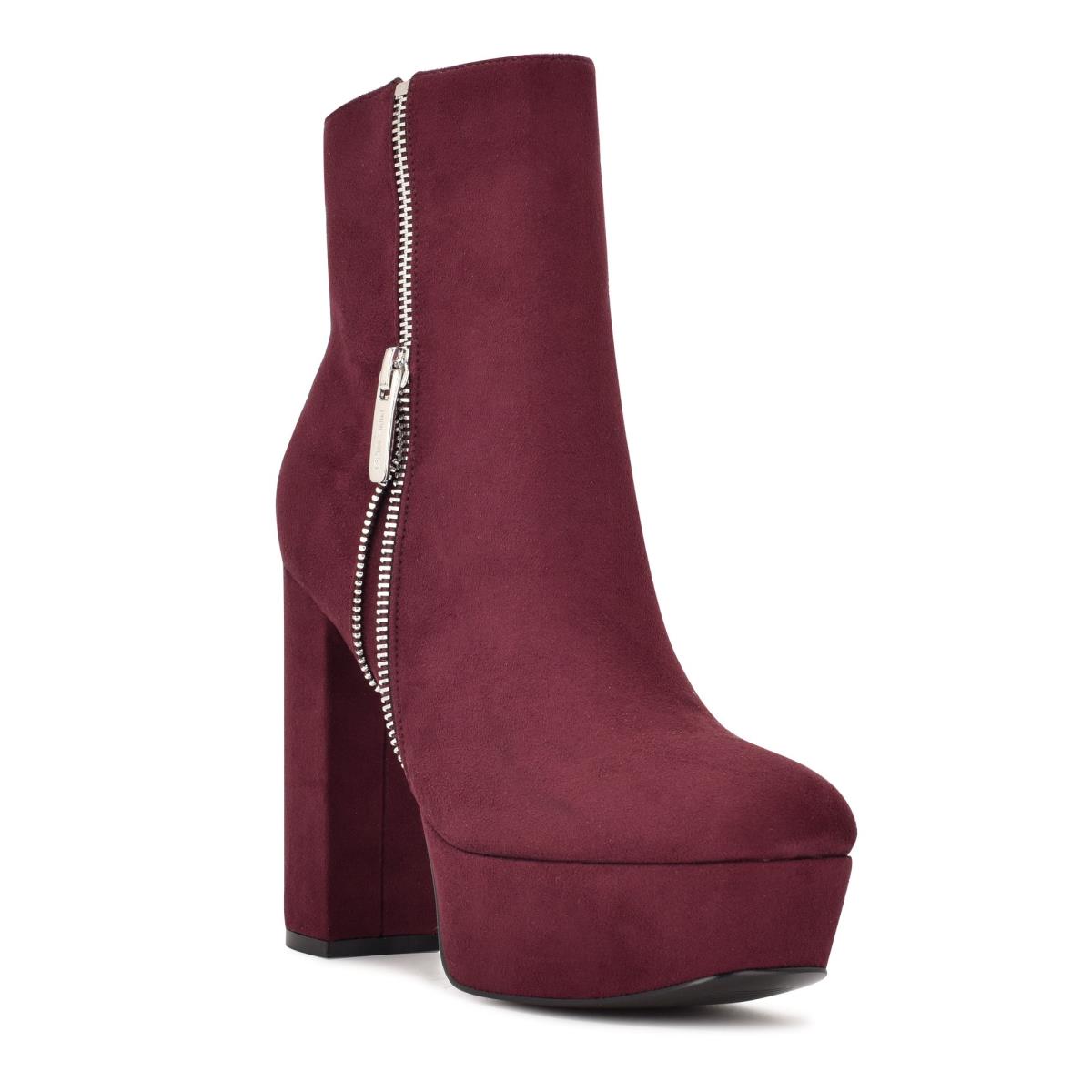 Nine West Kerri Platform Booties Burgundy | DTMB23580