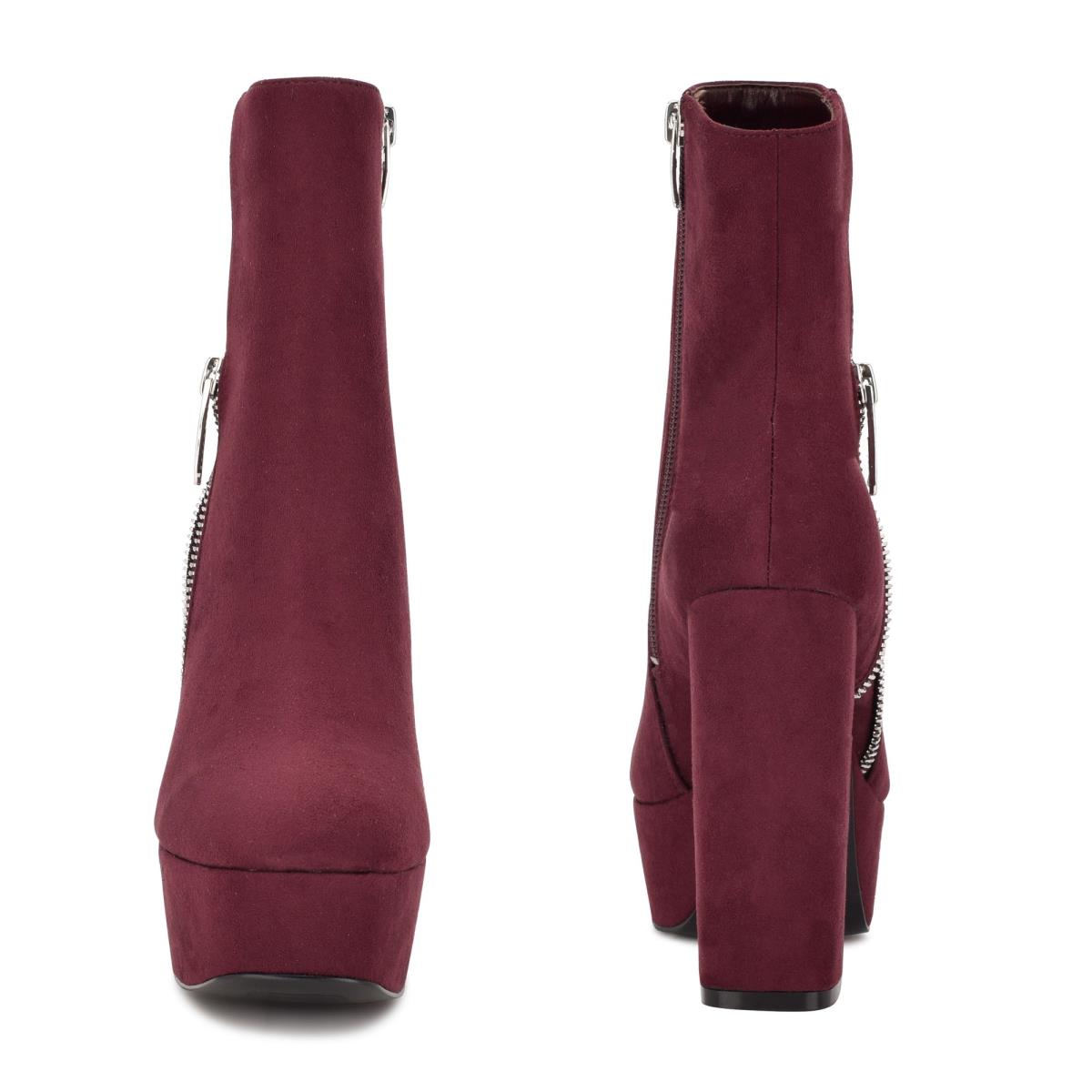 Nine West Kerri Platform Booties Burgundy | DTMB23580