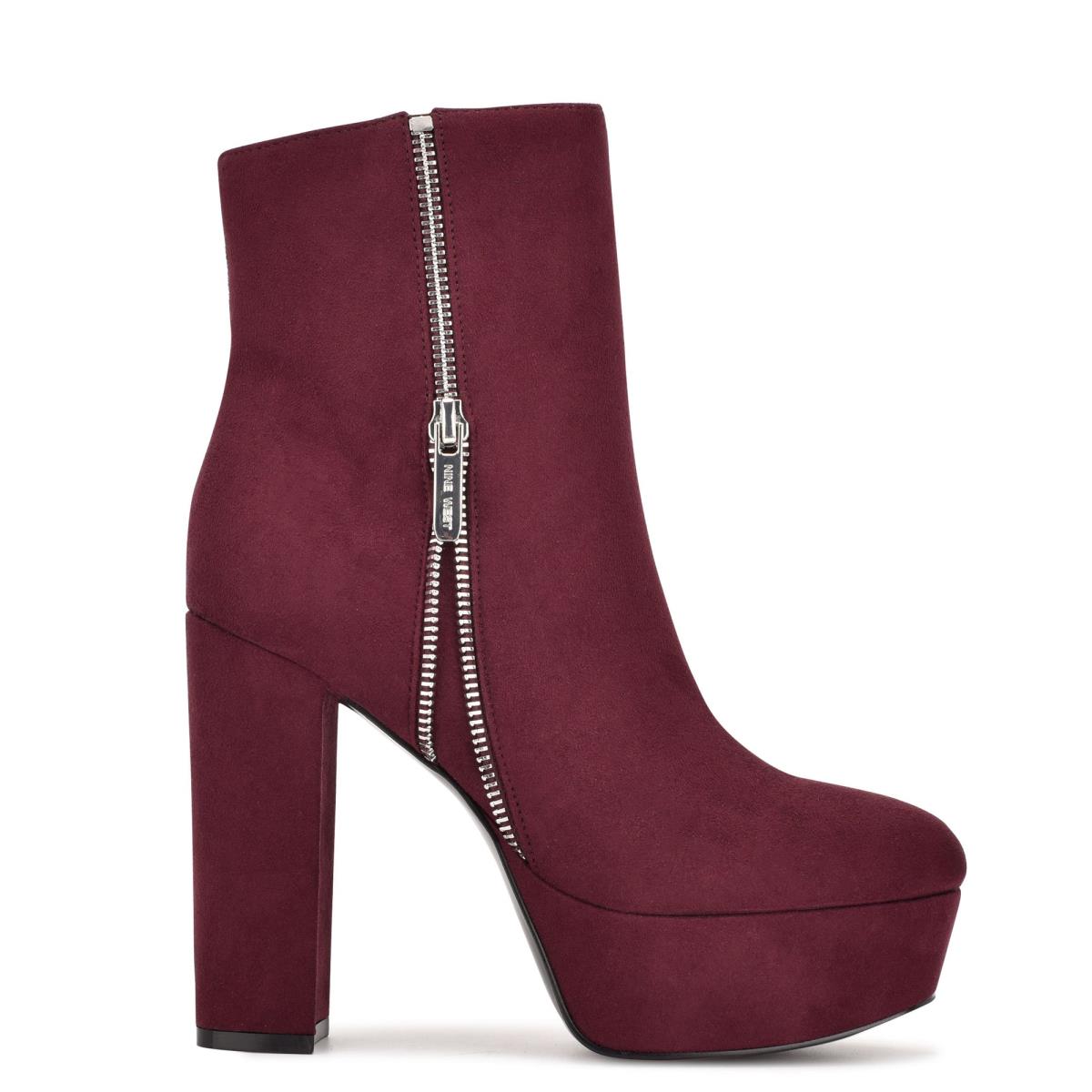 Nine West Kerri Platform Booties Burgundy | DTMB23580