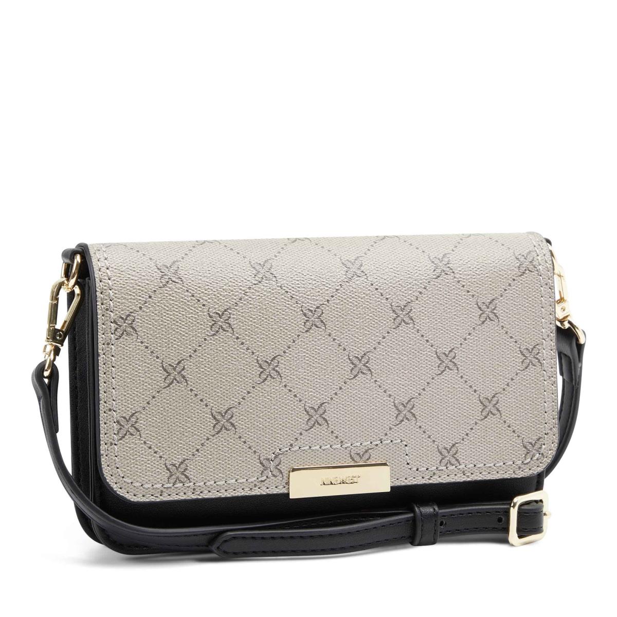 Nine West Lawson Wallet On A String Crossbody Bags Black / White | JQUB59607