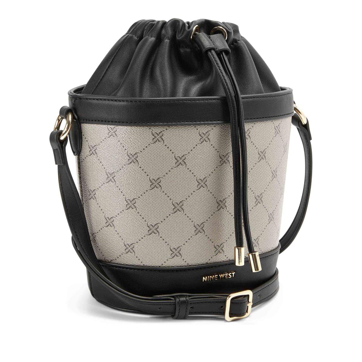 Nine West Laylin Drawstring Bucket Crossbody Bags Black | CSEW03957